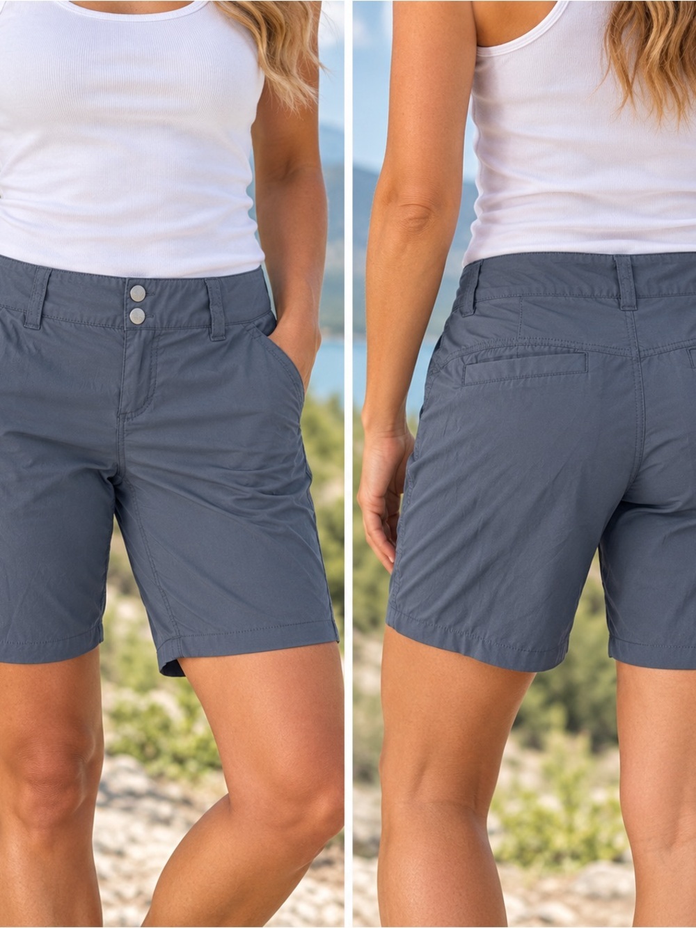 Columbia Saturday Trail Long Shorts Womens 6 Dark Gray Omnishield Stretch